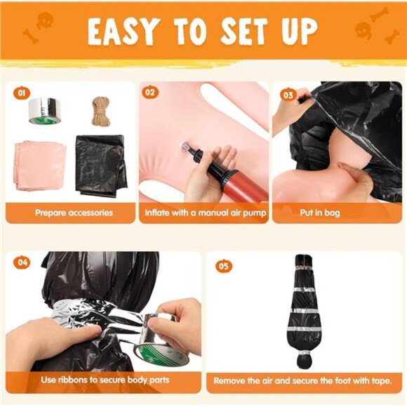 5ft Hanging Corpse Dead Victim Props Scary Inflatable Halloween - Picture 5 of 8